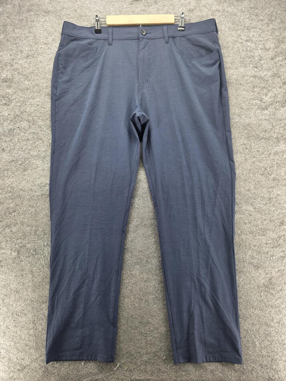 Pro Tour Pants Mens 32x32 Blue Striped Stretch Golf Khakis Performance Casual